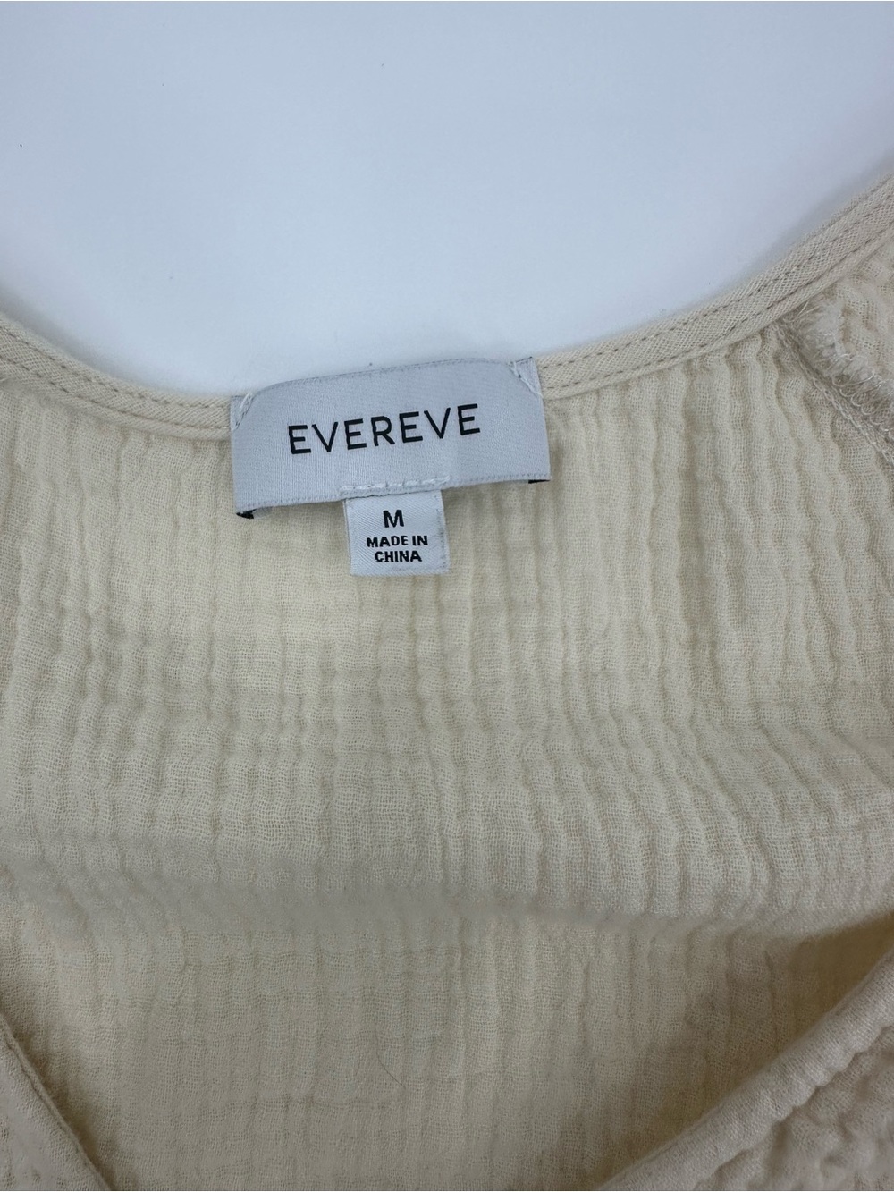 EVEREVE Cream 100% Cotton Gauze V-Neck Bell Sleeve Blouse Size M 1348 - Picture 8 of 9